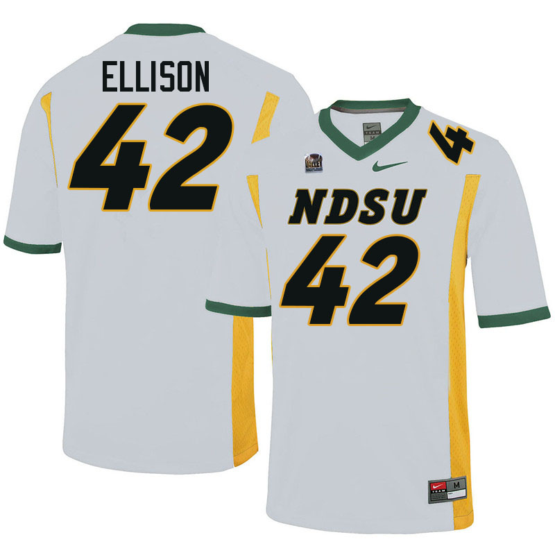 North Dakota State Bison #42 Isaac Ellison College Football Jerseys Stitched-White